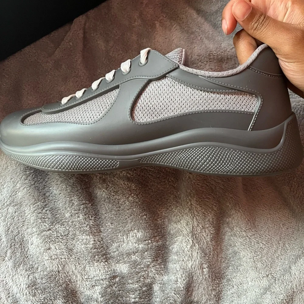 Prada Gray Sneakers Sleek Minimalist Design - Picture 3 of 4